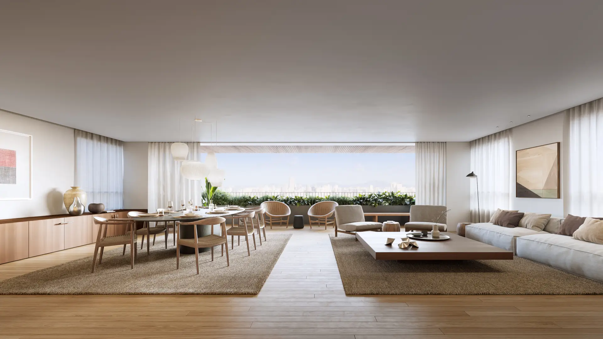 Sala de estar e varanda